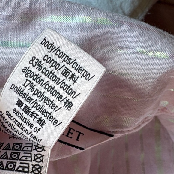 Victoria's Secret 💕 Soft ☁️ Pink 💗Metallic Shiny 💎Stripe PJ Set Size M - Picture 10 of 11